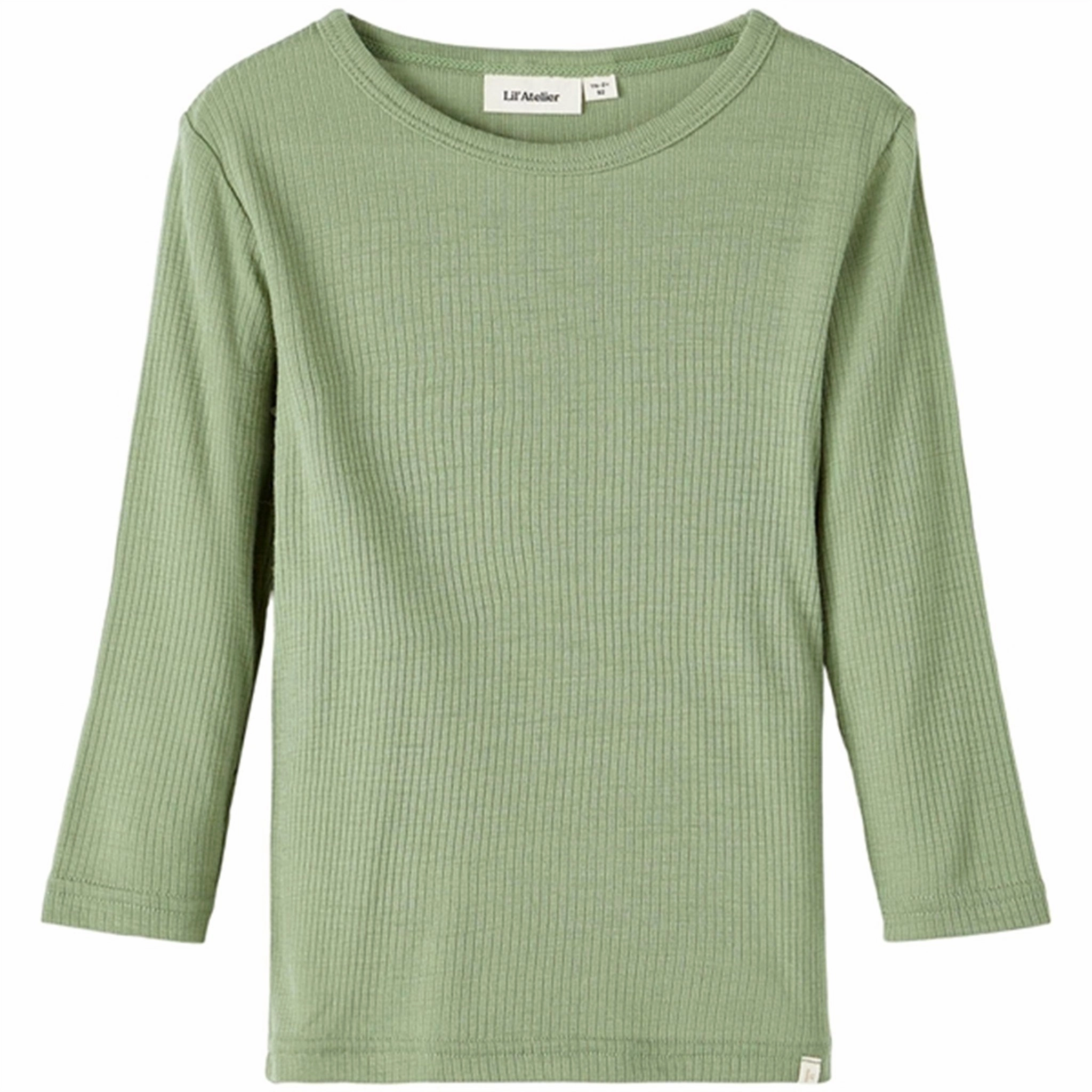 Soft Touch Fabric Lightweight Weave Lil'Atelier Oil Green Fable Slim Wool Blouse