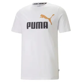Puma maglietta manica corta da uomo ESS  2 stampa Logo grande 586759-58 bianco-blu Scoop neck femininity