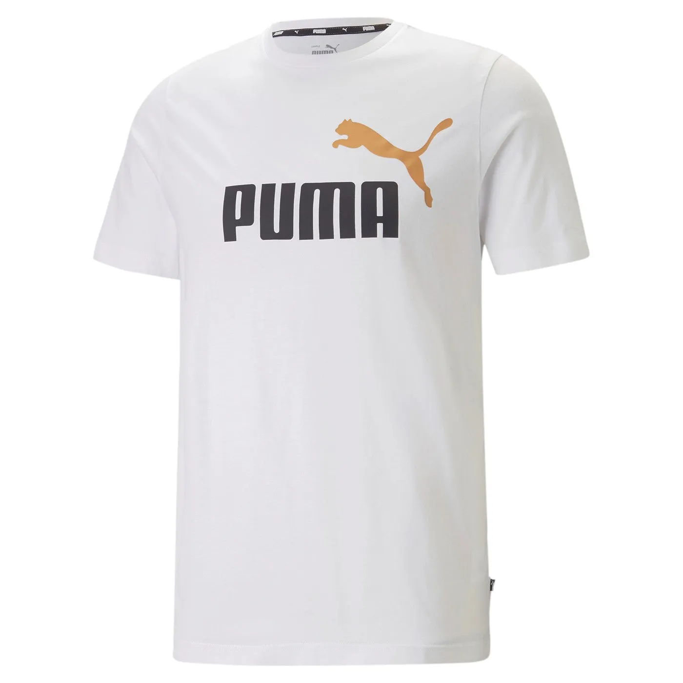 Puma maglietta manica corta da uomo ESS  2 stampa Logo grande 586759-58 bianco-blu Scoop neck femininity