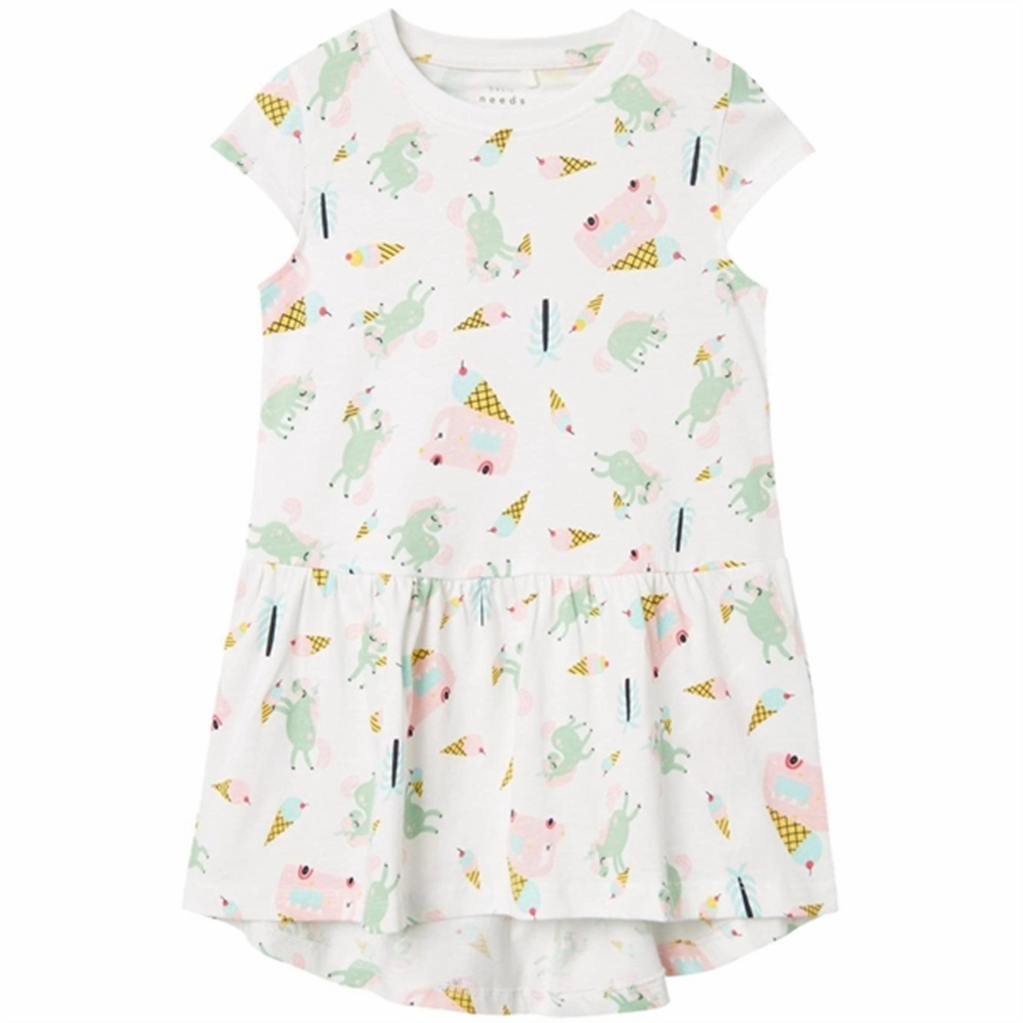 Flowing Lines Name it Bright White Unicorn Vigga Dress Noos