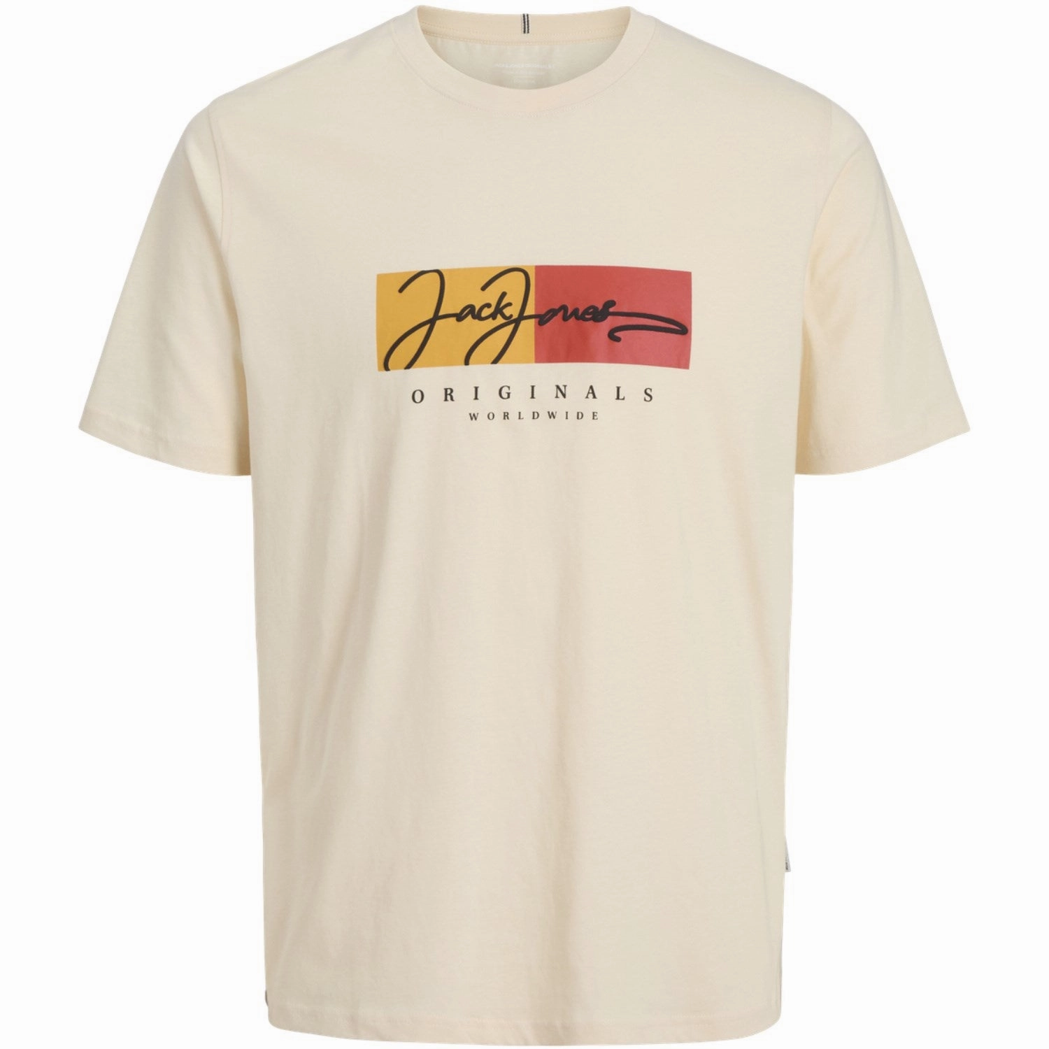 Circular Knit Construction Heathered Texture Jack & Jones Junior Antique White Frederiksberg Boxscript T-Shirt