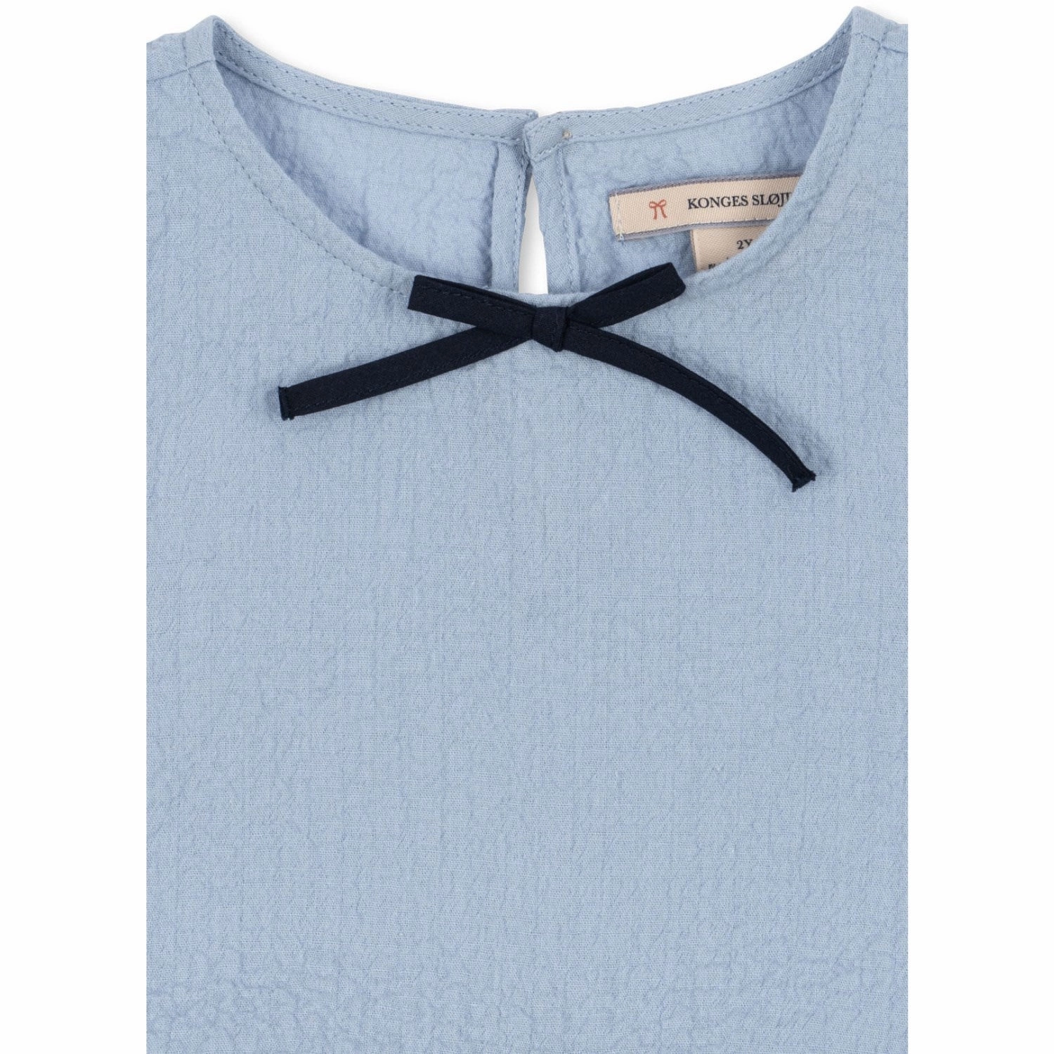 Konges Sl?jd Blue Fog Ava Dress GOTS Puff-Sleeve Delicate Finish