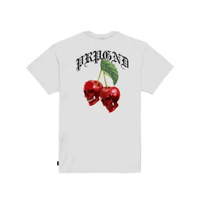 Propaganda maglietta manica corta da uomo con stampa Cherry 701-02 bianco Tagless Neckline