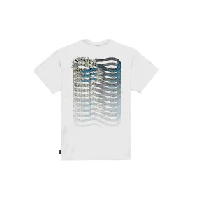 Cool and casual Propaganda maglietta manica corta da uomo con stampa Ribs Skullsnake 886-02 bianco