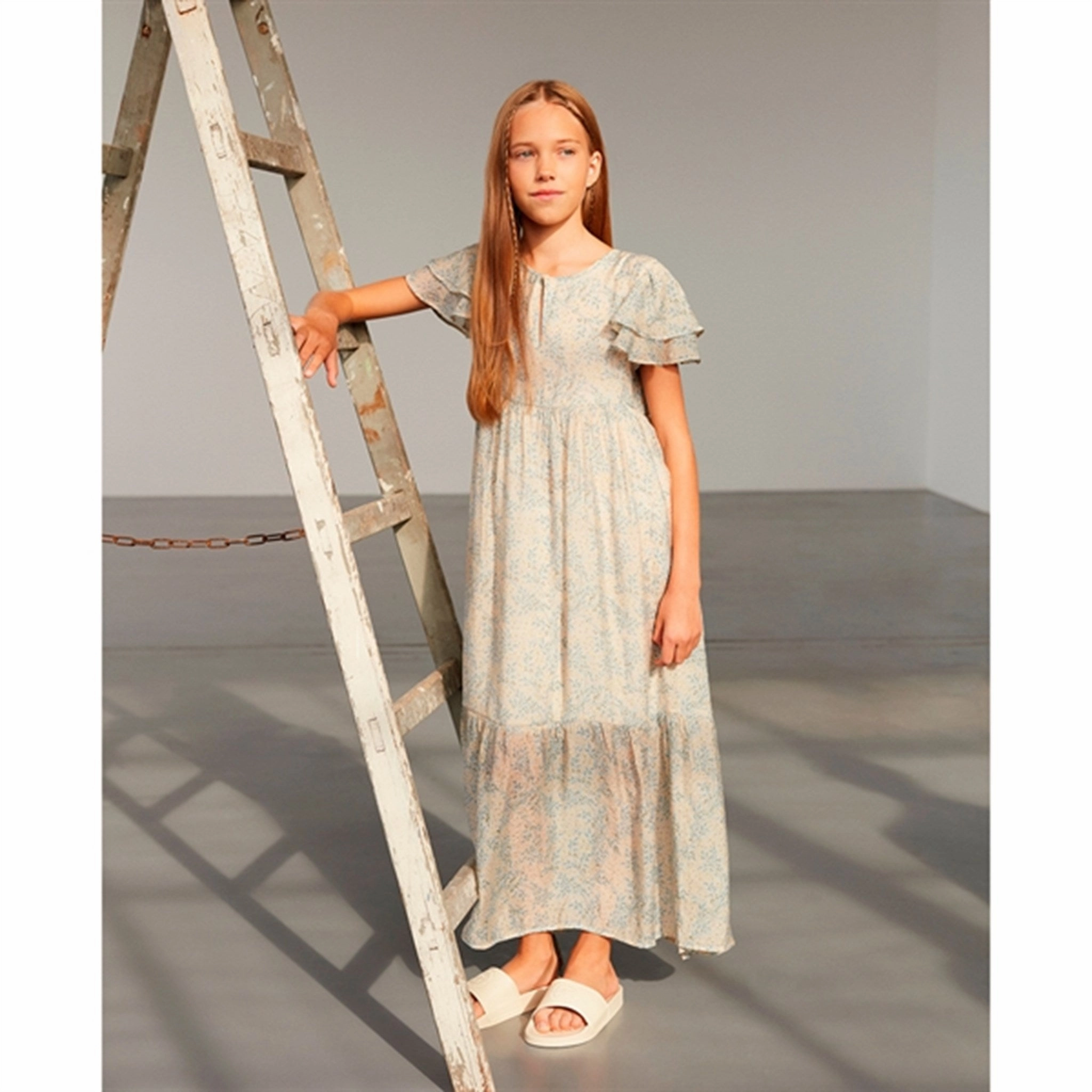 Sofie Schnoor Light Blue Dress Fashionable And Functional Lace Accent