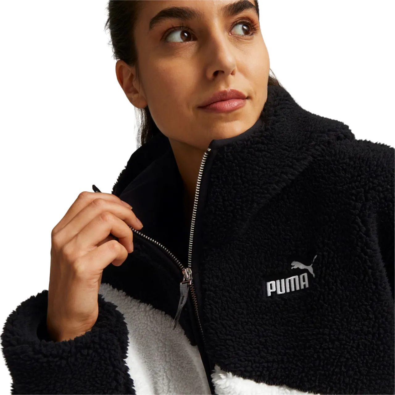 Puma Giubbino orsacchiotto con cappuccio Sherpa 675370-01 nero-bianco No Bulk Disseminate