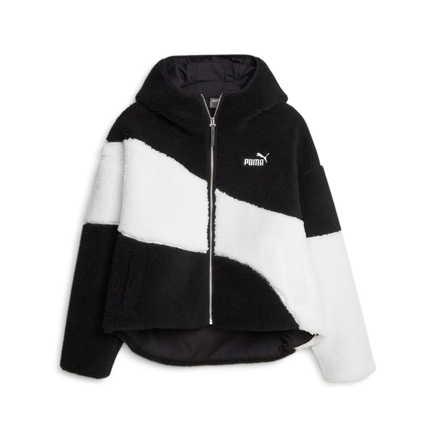 Puma Giubbino orsacchiotto con cappuccio Sherpa 675370-01 nero-bianco Detachable Hood