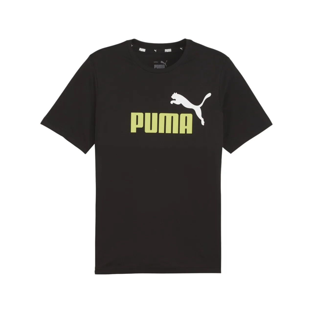 Classic Outfit Style TaglessDesign Puma maglietta manica corta da uomo ESS  2 stampa Logo grande 586759-59 nero-limone
