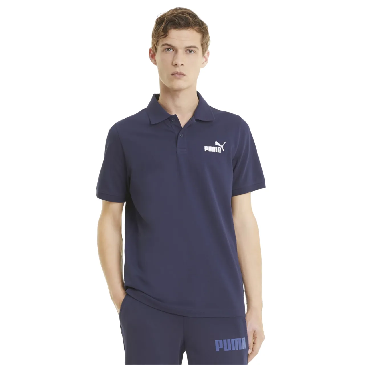 Puma Polo manica corta da uomo in cotone pique 586674-06 blu Eco Friendly Dye Mesh Lined Back