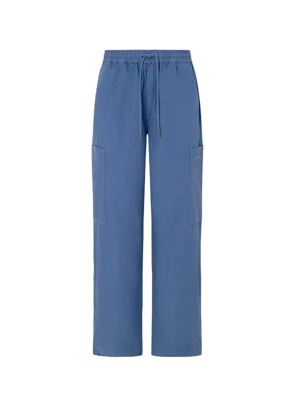 Durable Material Seamless Waist Technology Pepe Jeans Pantaloni da donna Jogger in Popeline PL211732 553 blu mare