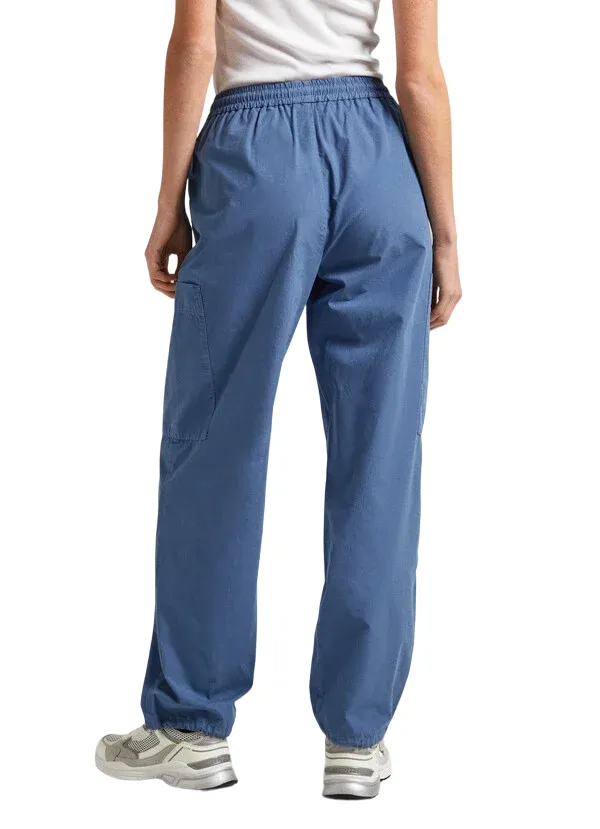 Pepe Jeans Pantaloni da donna Jogger in Popeline PL211732 553 blu mare Ripped design