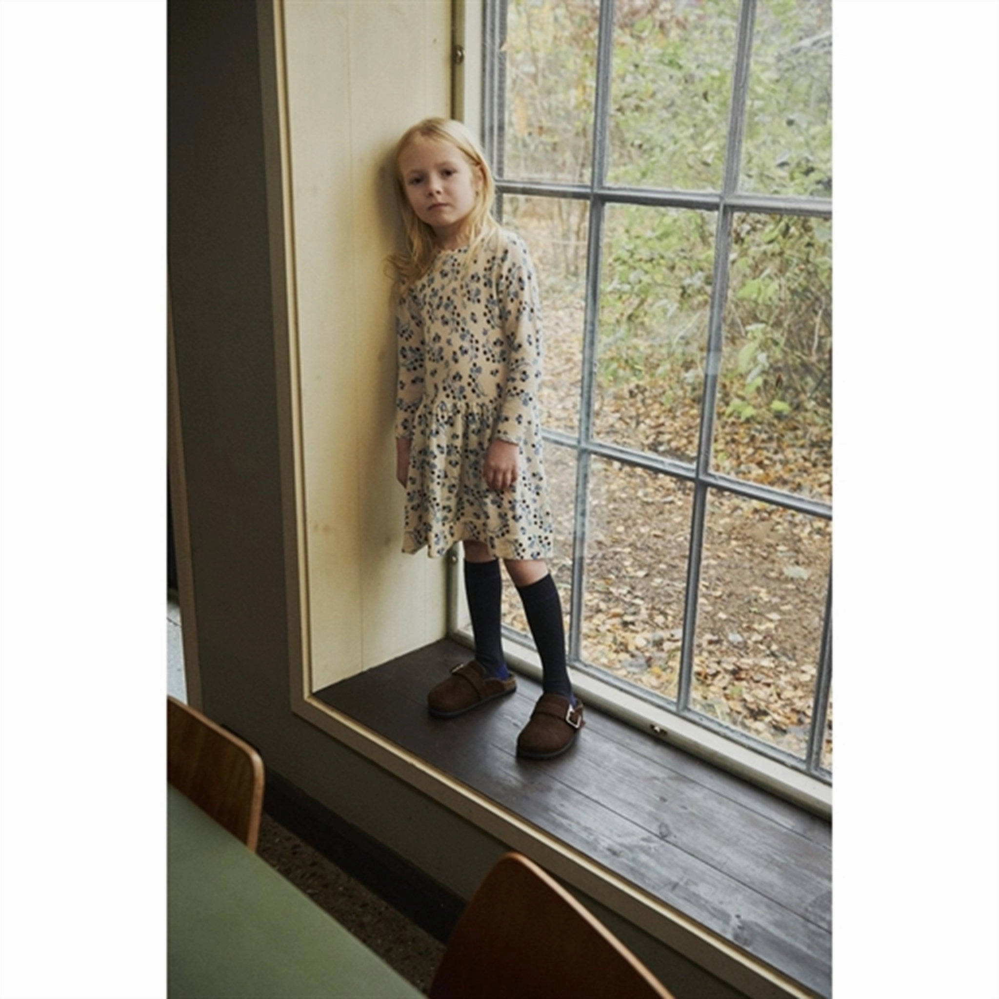 Contrasting Detail FUB Printed Dress Ecru/Pistachio