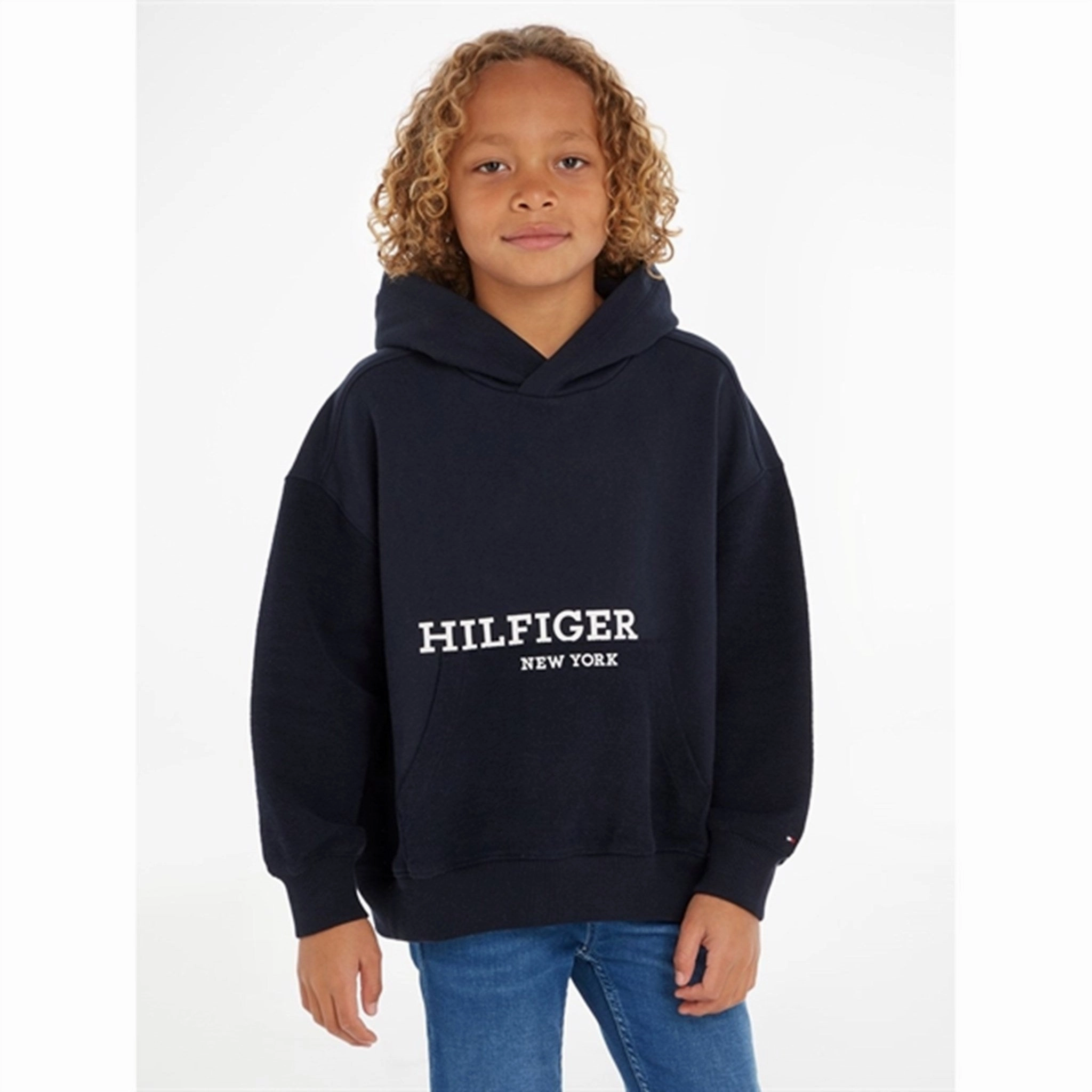 Faux Suede Garment Wash Tommy Hilfiger Hilfiger Logo Hoodie Desert Sky