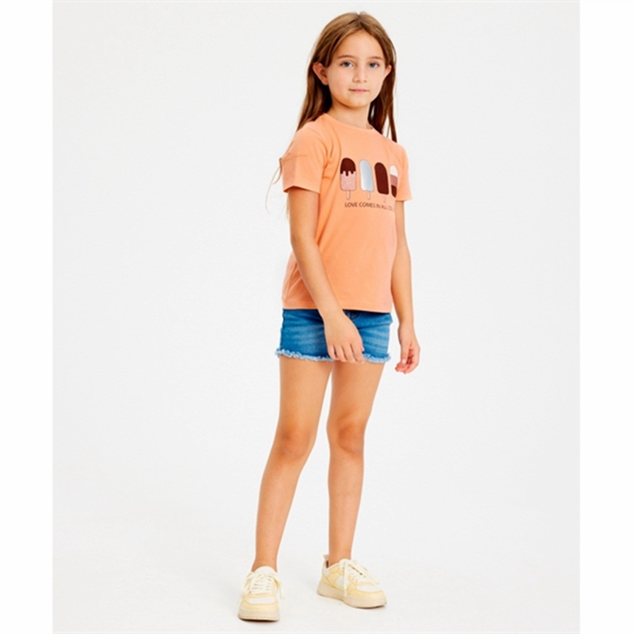 THE NEW Apricot Nectar Glace T-shirt Perfectly Fit Contrast Inner Binding