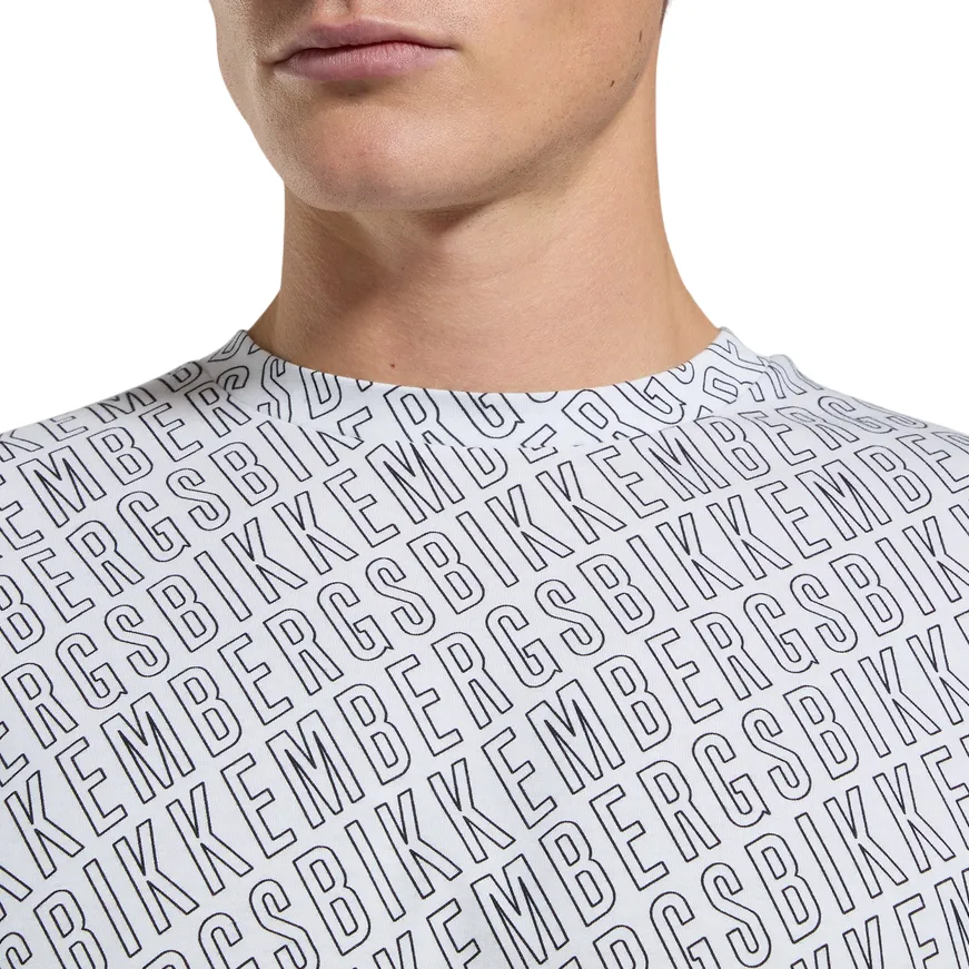 Bikkembergs | T-Shirt BMT0912 Bianca con Stampa All-Over Camouflage Layered Look Premium Cotton