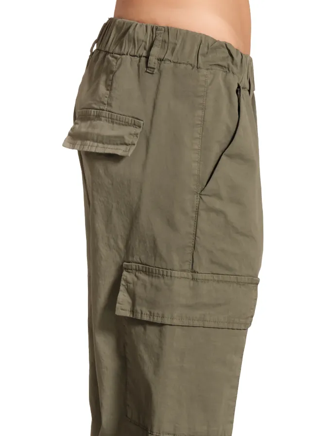 Griffai pantalone da donna con elastico in vita e tasconi DGP5065 militare Fashion Stretch