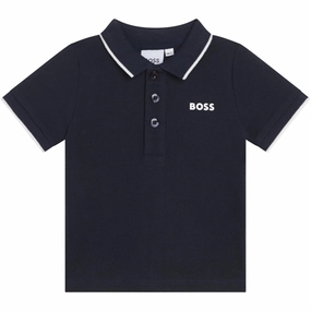 Breathable Comfort Hugo Boss Baby Short Sleeve Polo Navy