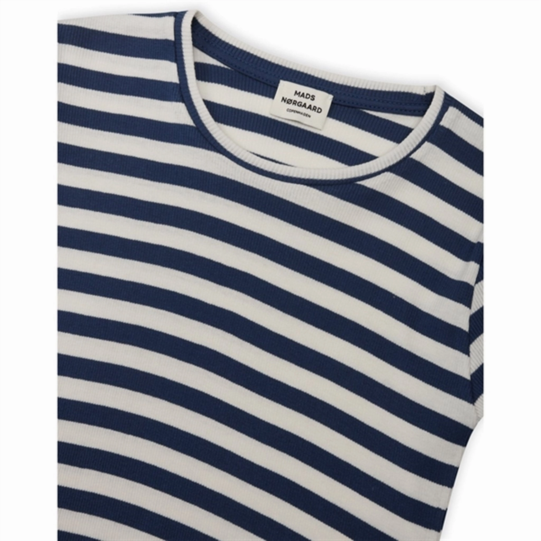 Mads N?rgaard 2x2 Cotton Stripe Tirina Blouse Estate Blue/Cloud Dancer Lightweight texture Customizable Design