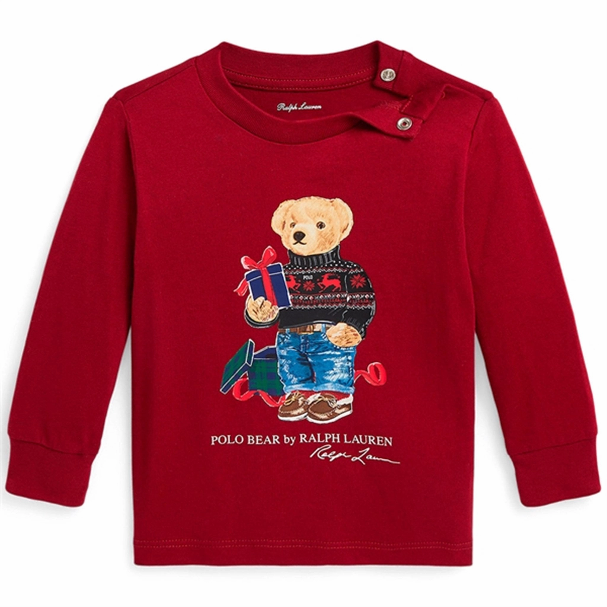Ralph Lauren Baby Blouse Fa23 Holiday Red Gift Bear Checkered Style Errand Ready
