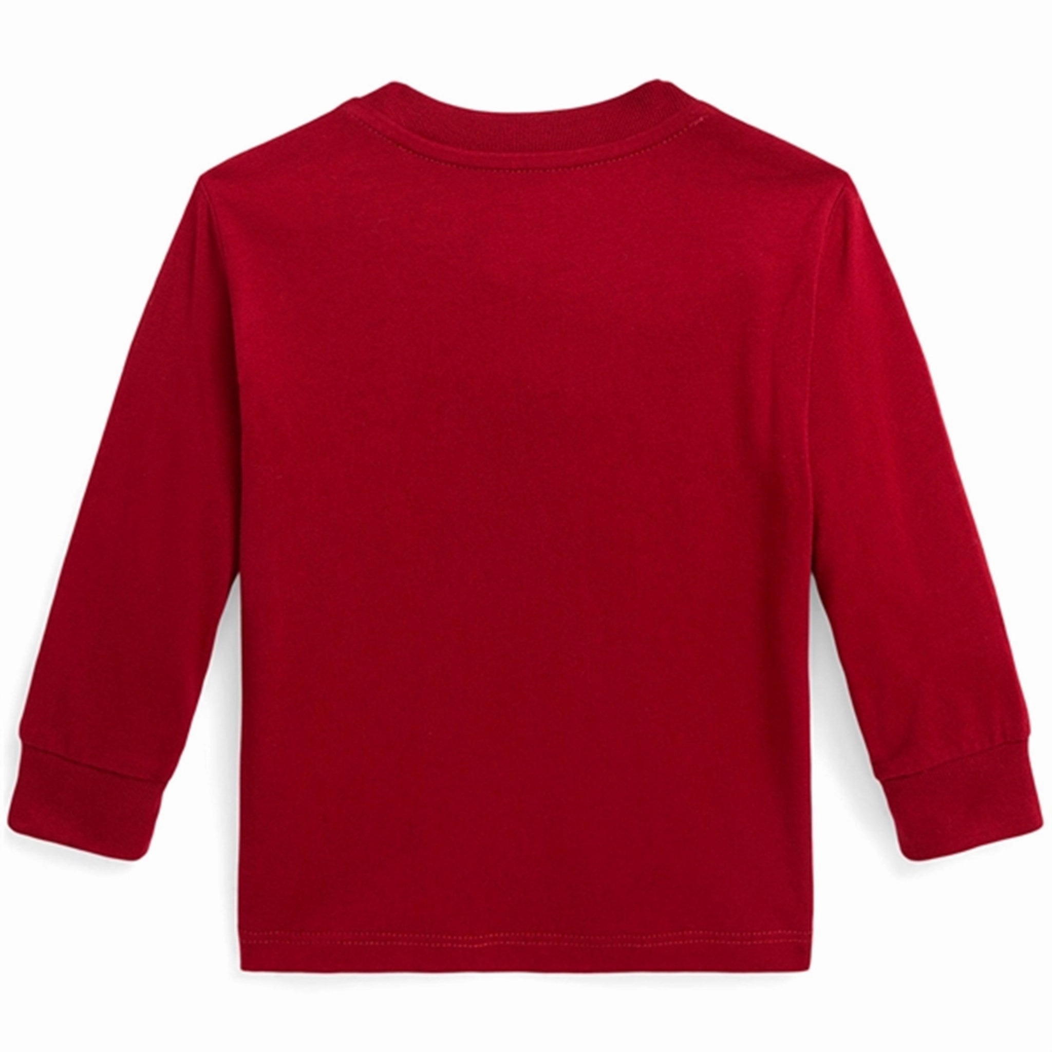 Ralph Lauren Baby Blouse Fa23 Holiday Red Gift Bear Eco Dye Technique Subtle Print