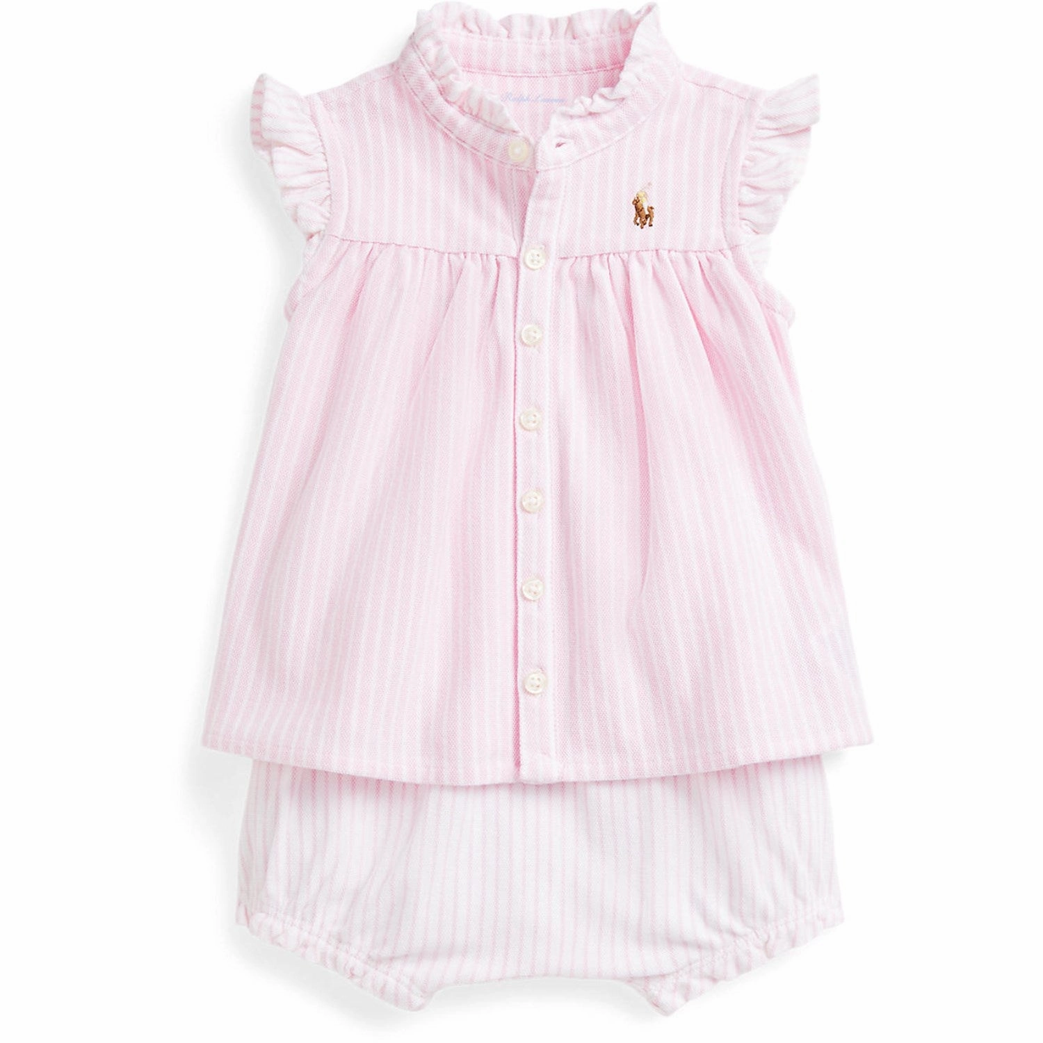 Ralph Lauren Baby Carmel Pink Multi Shorts Set Soft Layers