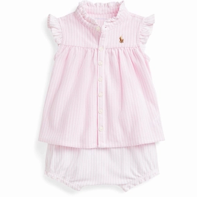 Ralph Lauren Baby Carmel Pink Multi Shorts Set Light Stretch