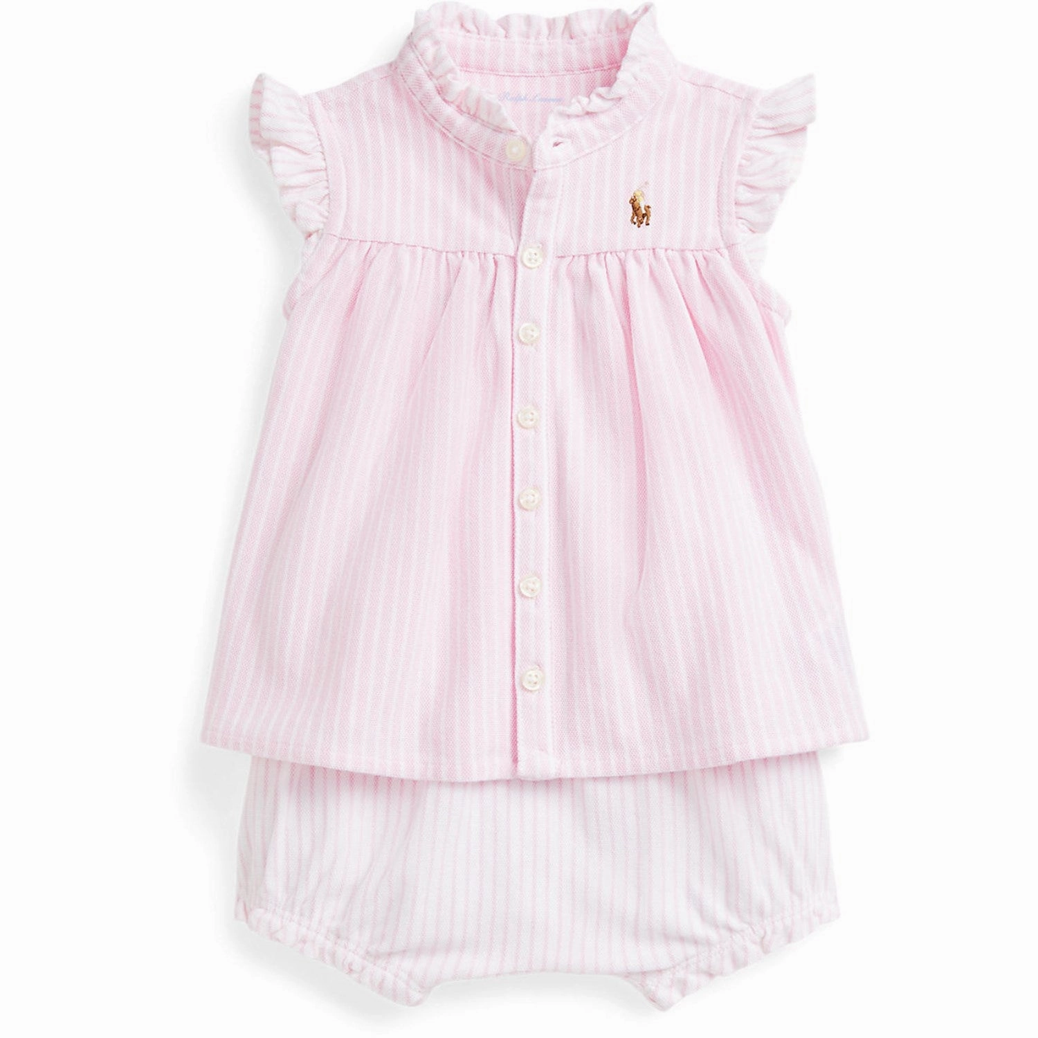 Ralph Lauren Baby Carmel Pink Multi Shorts Set mesh ventilation Chic Design