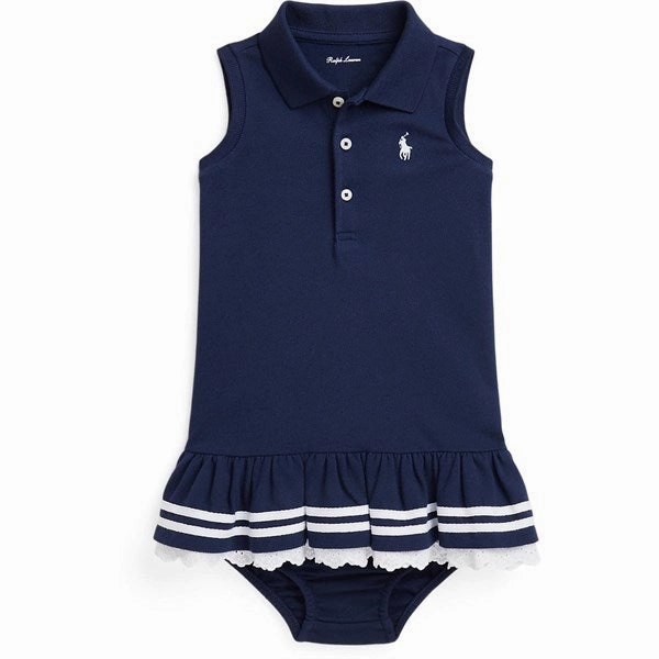 Ralph Lauren Baby Girl Dress Refined Navy Natural Silhouette spring fresh