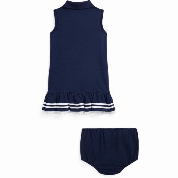 Abstract Pattern Ralph Lauren Baby Girl Dress Refined Navy