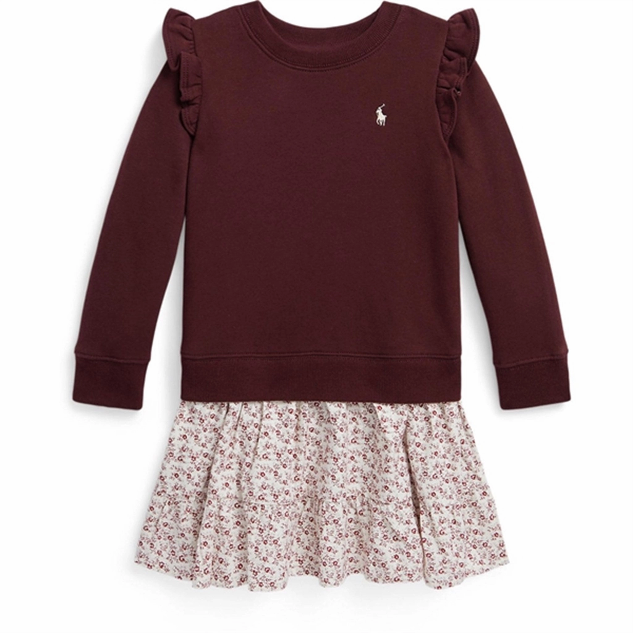 Soft cotton dress Classic Movement Polo Ralph Lauren Girl Frill Dress Harvard Wine