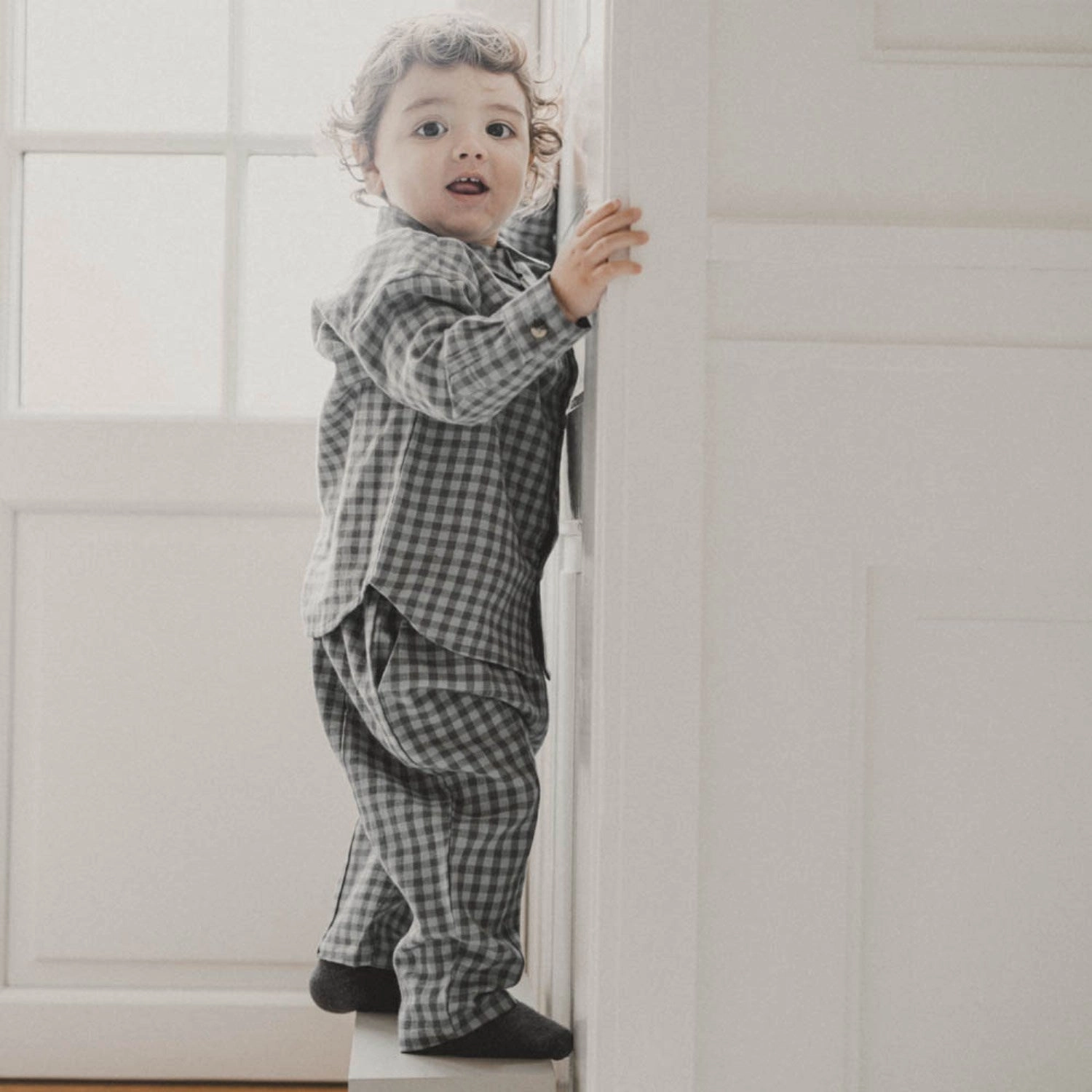 Unisex style holiday season That's Mine Blue Check Helge Shirt