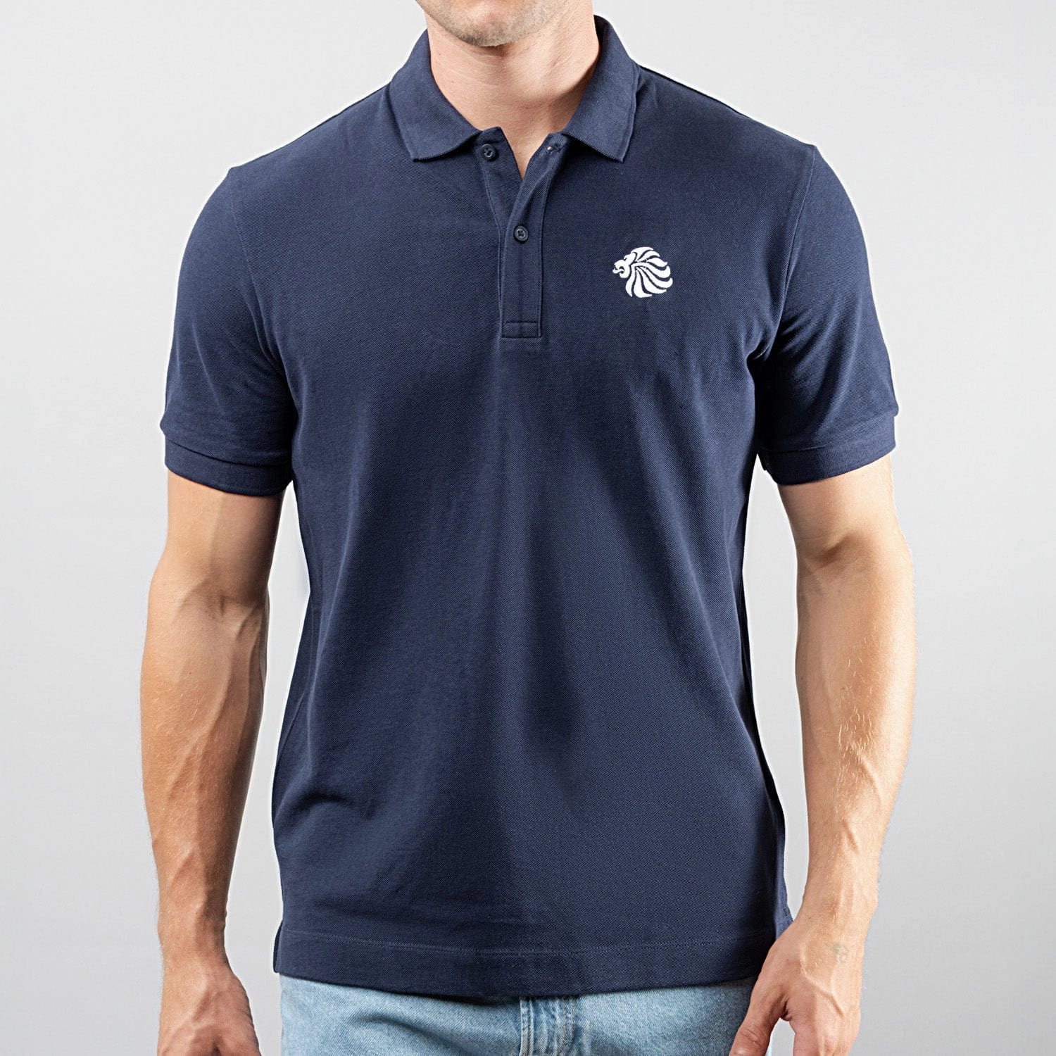 MoistureControlFibers Light Outfit Adult Team GB Mono Lion Polo  - Navy