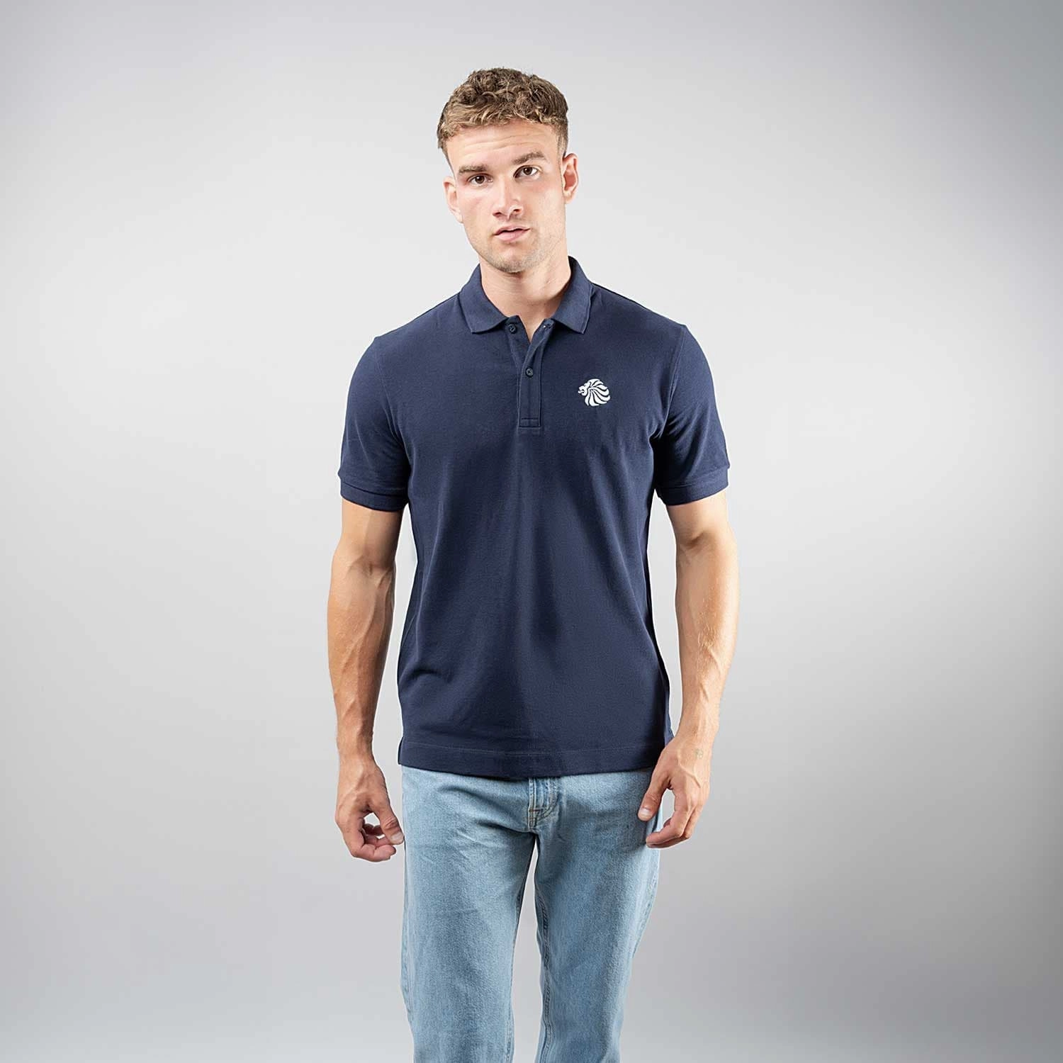 Modern Style Trend sporty wear Adult Team GB Mono Lion Polo  - Navy