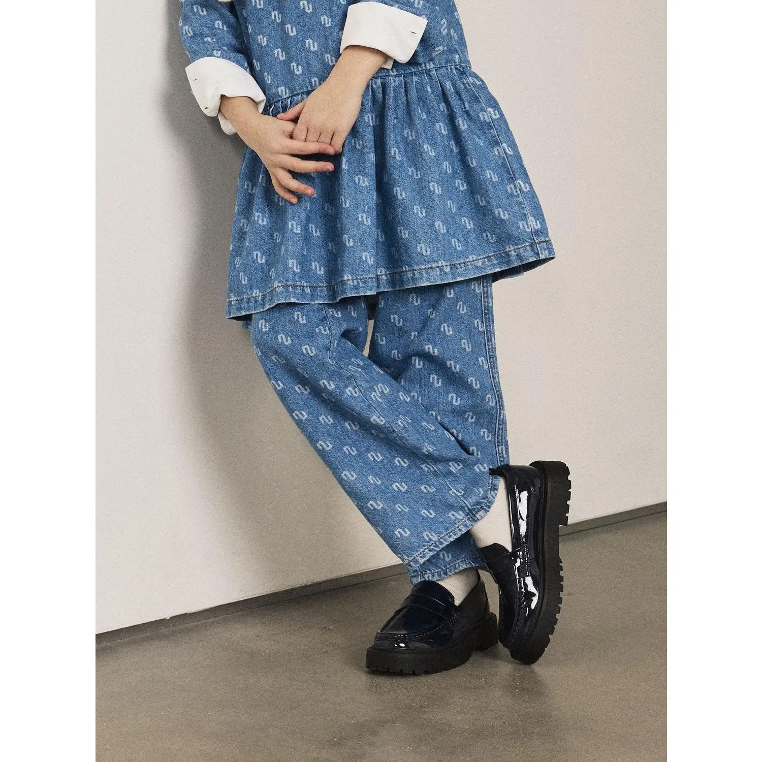 Name It Medium Blue Denim Rose Wide Jeans Street Vibe Stretch Free Fit