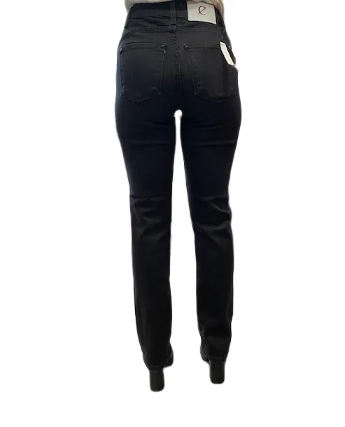 Caf??Noir Pantalone jeans Denim Audrey Slim C7JJ3060 N021 black Gripper Waistband Effortless Look