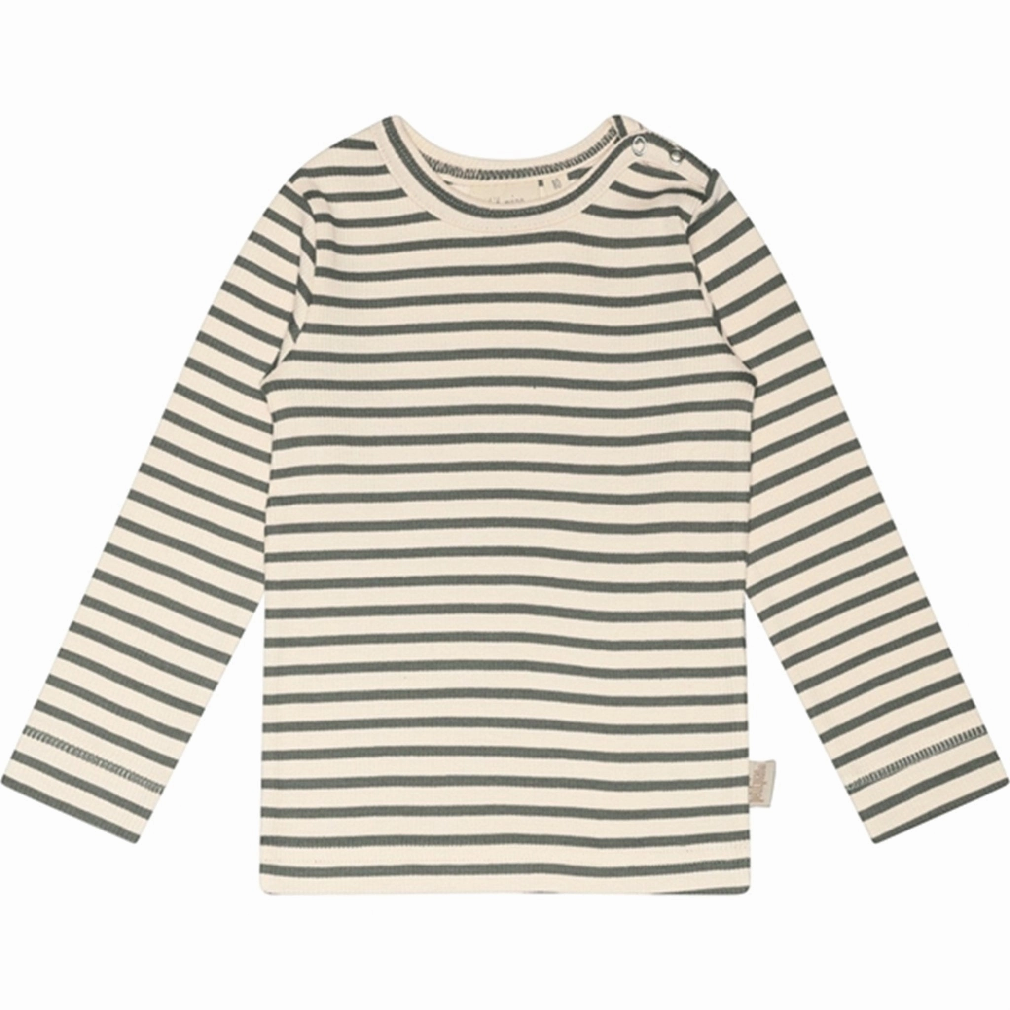 Petit Piao? Balsam Green/Off White T-shirt Modal Striped Moisture Wicking Technology
