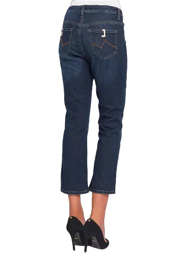 Odor Control Fabric Gaud?? pantalone jeans da donna Fedra corto a zampetta 321BD26025 blu
