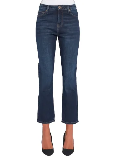 Gaud?? pantalone jeans da donna Fedra corto a zampetta 321BD26025 blu Layer Comfort