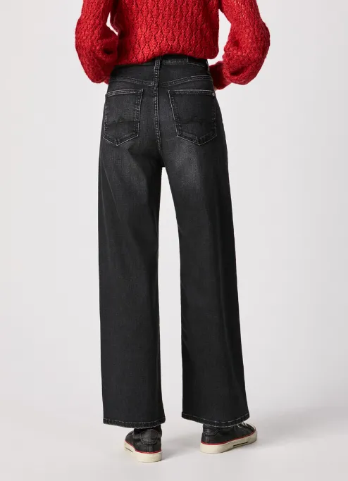 PepeJeans Lexa Sky Wide Fit High Waist Jeans PL203899VW9 denim black Anti Snag Threading