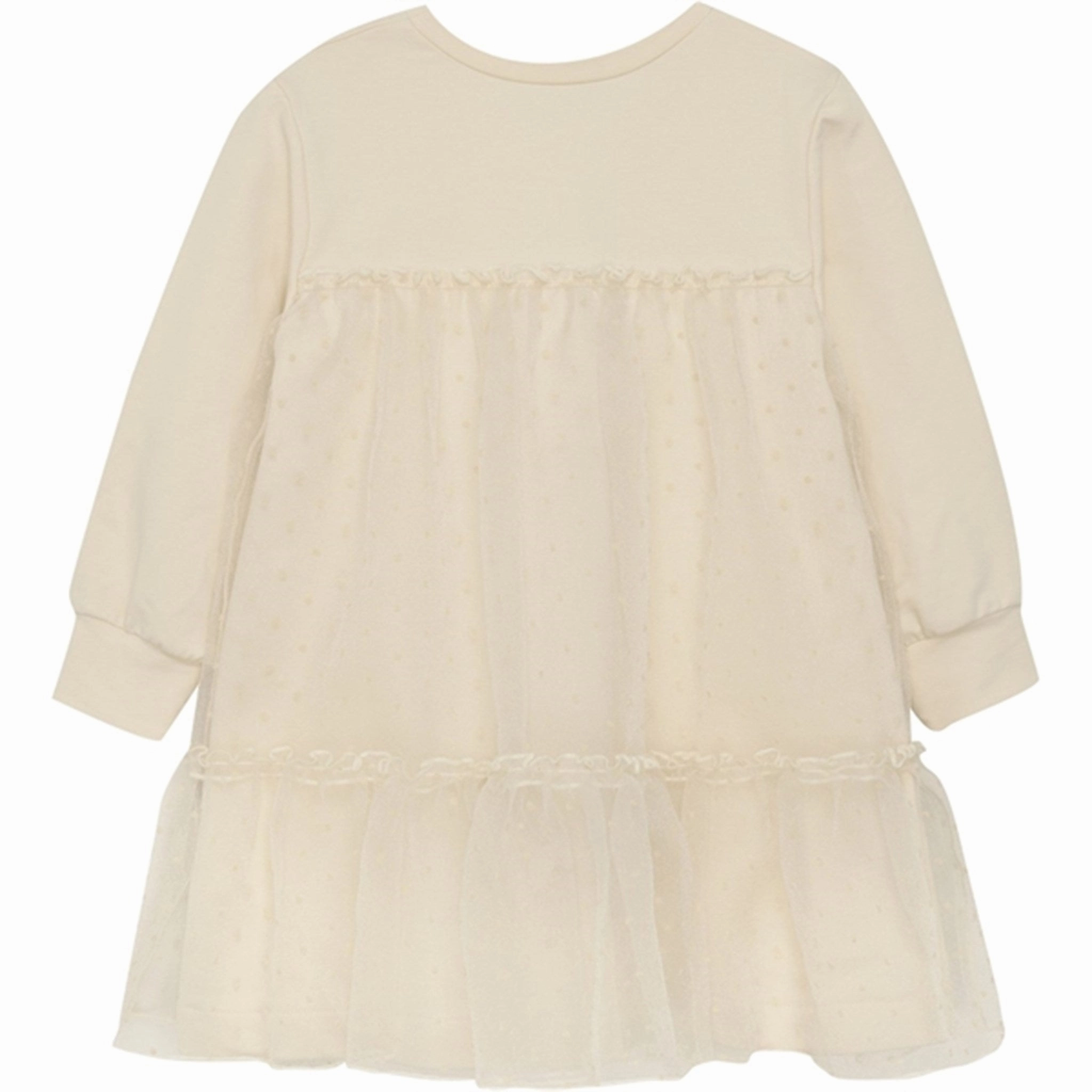 Huttelihut Dress LS m. Organza Party Off-white Chic Layering Chic and Cozy