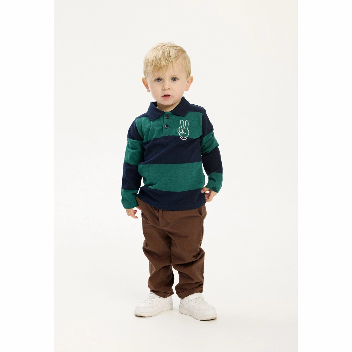 THE NEW Siblings Navy Blazer Striped Pinon L_S Pique Polo Wardrobe Essential