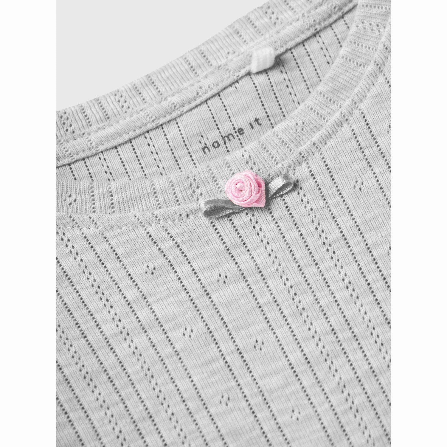 Name It Light Grey Melange Silke Slim Blouse Airflow Ventilation System Raw edge