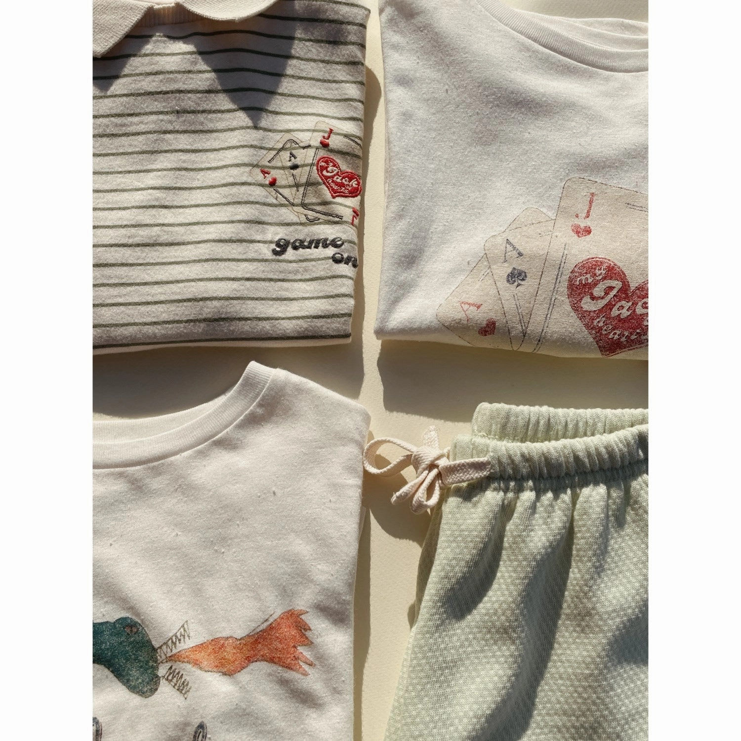 Everyday Casual Reinforced Neckline Konges Sl?jd Antique White RHW X KS Jongleur Tee Ocs