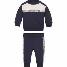 Tommy Hilfiger Baby Tape Crewneck Set Desert Sky Multi Panel Breathable Design Resort Wear