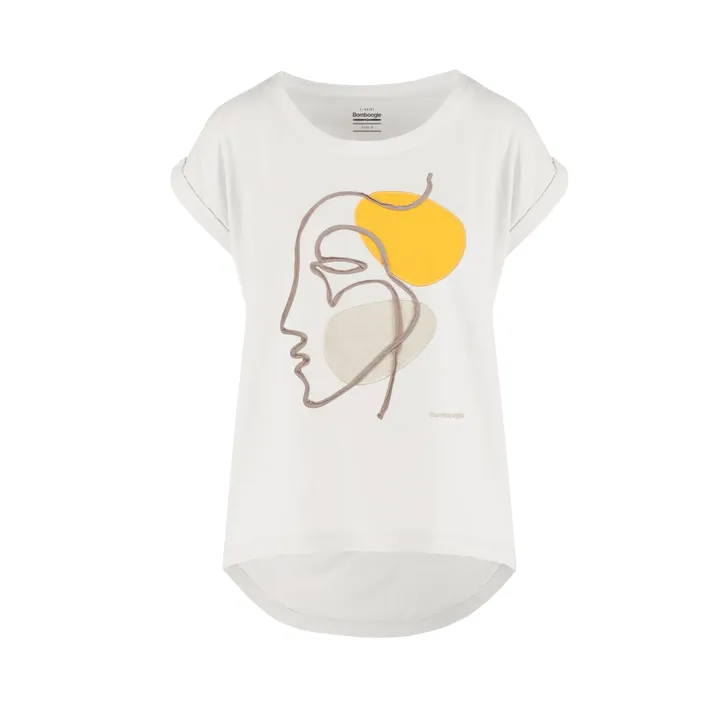 Winter Layer Bold and Comfortable Bomboogie maglietta manica corte da donna ampia con ricamo TW8914TJIN5 bianco spento