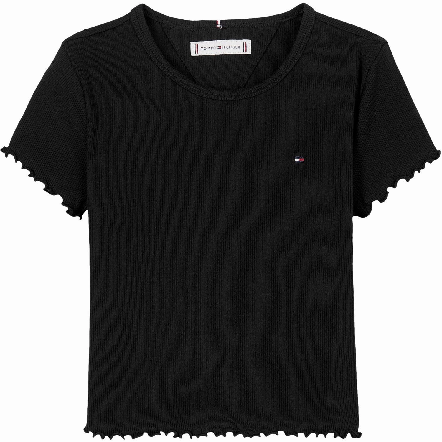 Simple and Cozy Breathable touch Tommy Hilfiger Black Essential Rib Top SS