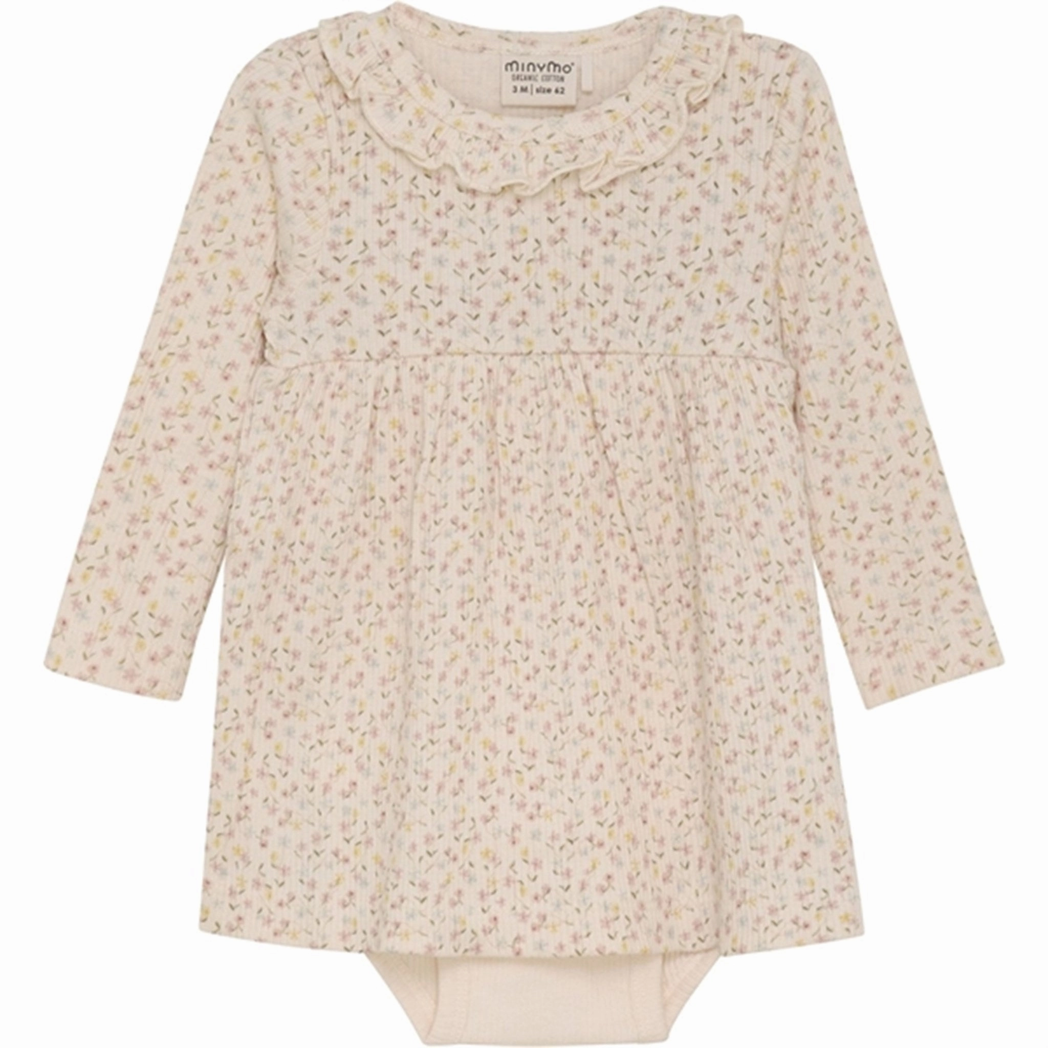 Minymo Pink Champagne Kjole AOP Rib Light Drape Modern Wear