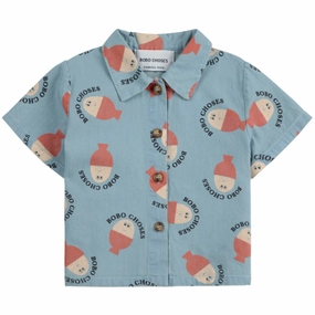 Bobo Choses Light Blue Morning Egg All Over Denim Shirt Snag Free Surface