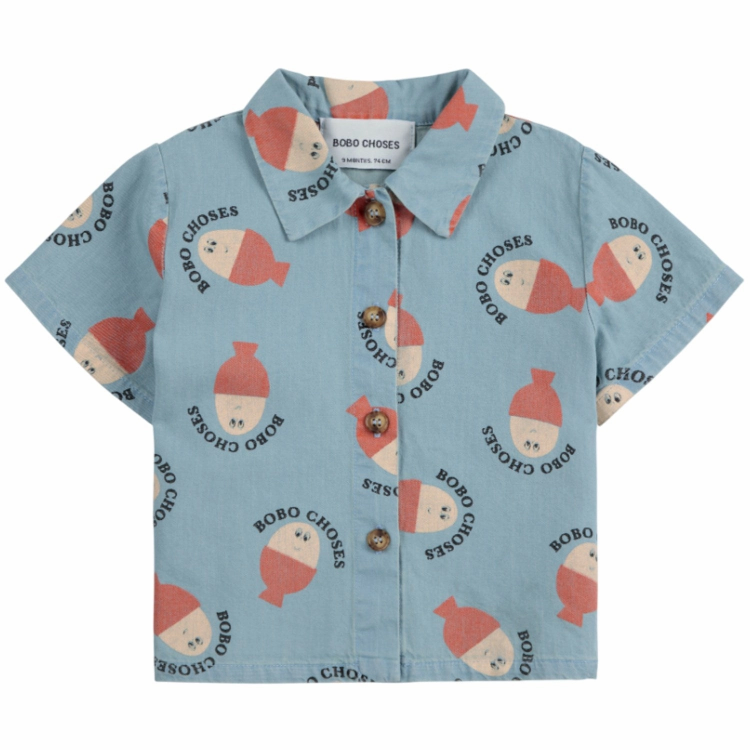 Bobo Choses Light Blue Morning Egg All Over Denim Shirt Snag Free Surface