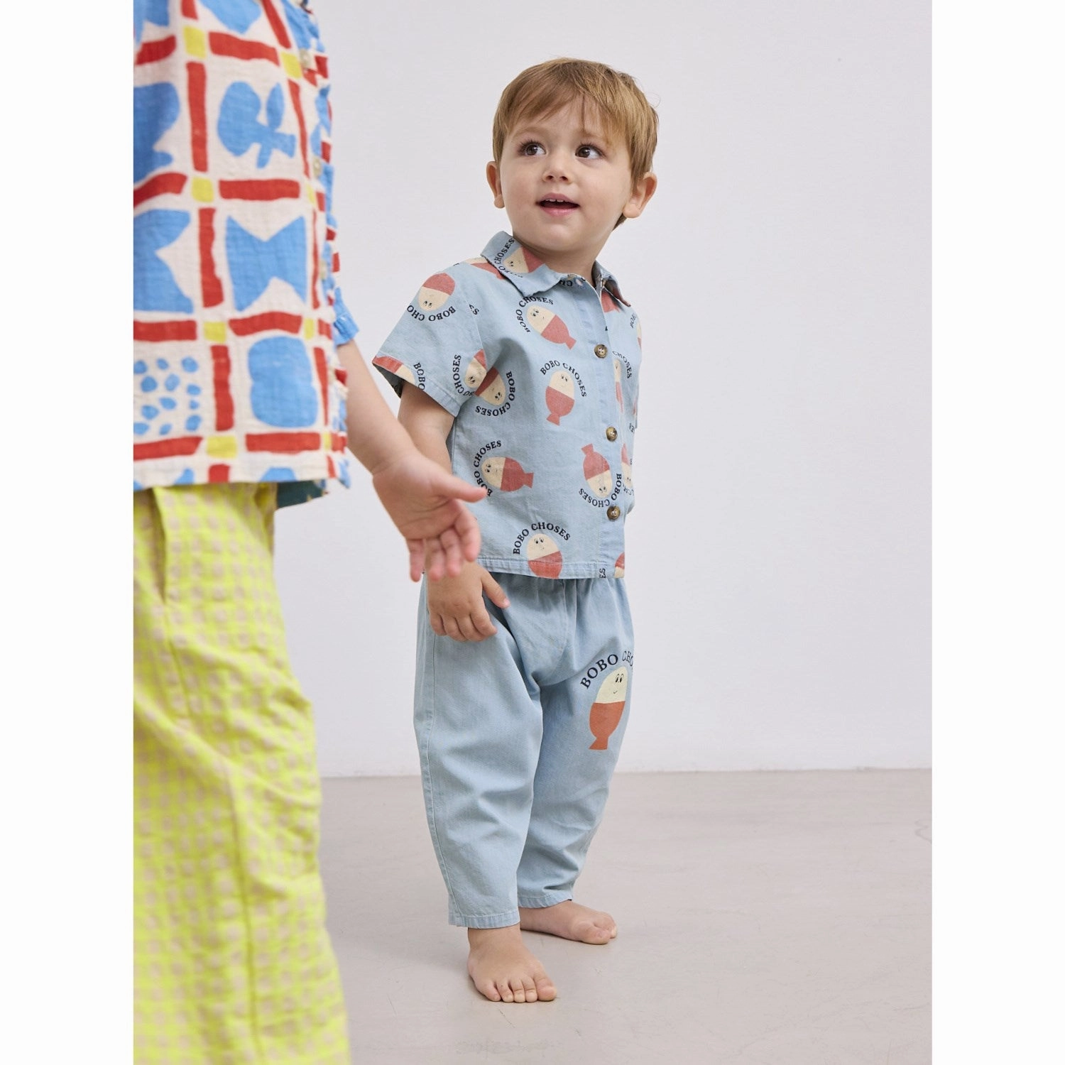 Bobo Choses Light Blue Morning Egg All Over Denim Shirt Holiday Gift